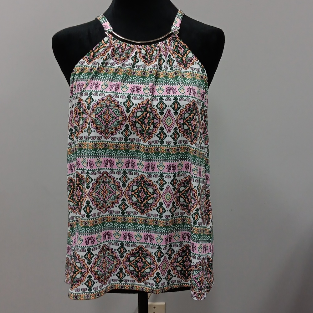 Always Indigo XL Multi colored top with metal silver tone accent